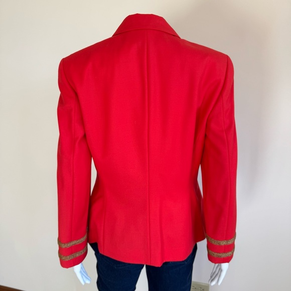 Escada Margaretha Ley Wool Vtg 80s 1980s Poppy Red Gold Nautical Blazer Jacket - Picture 10 of 14